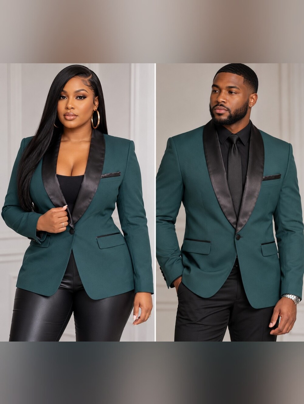 Emerald Green Satin Lapel Men's Blazer